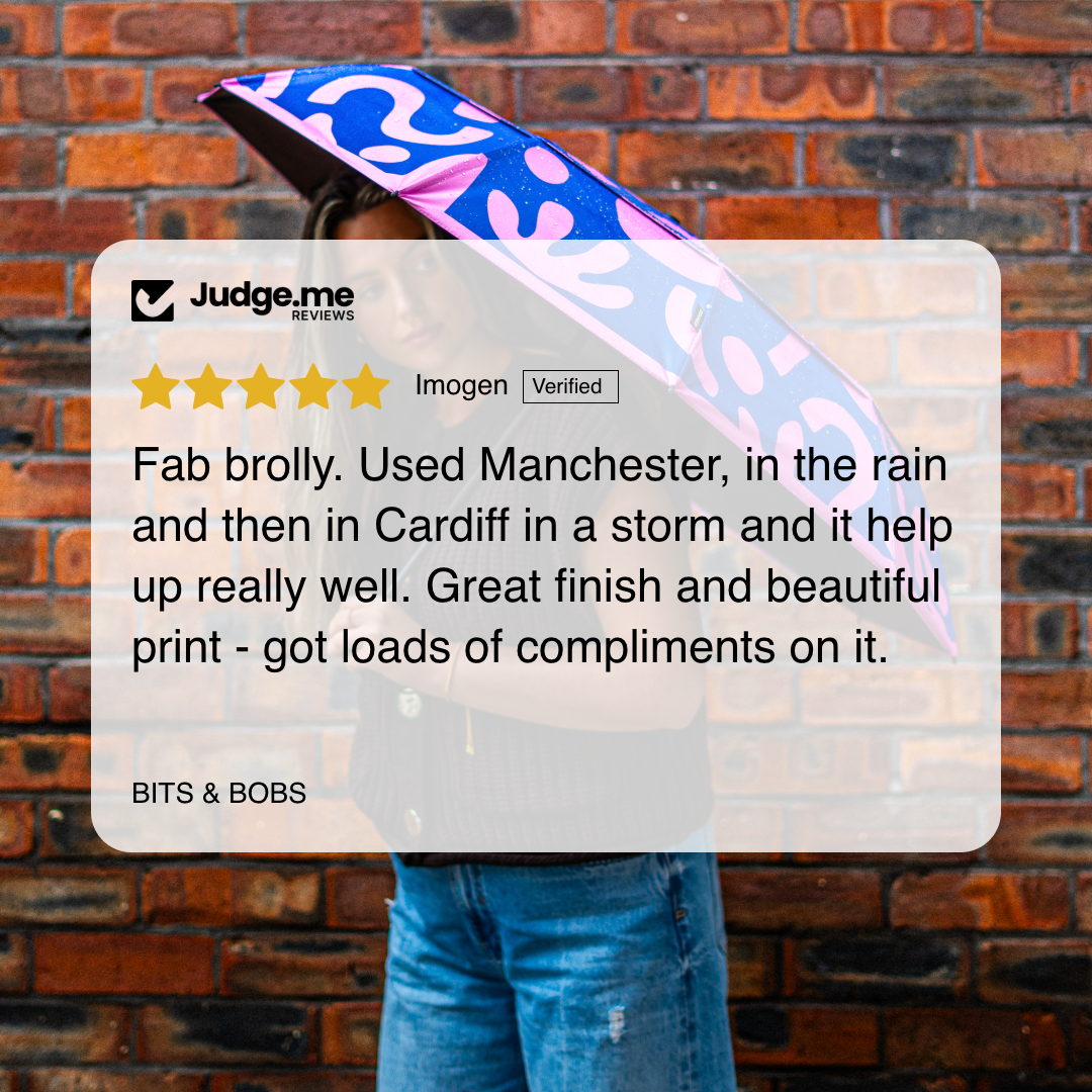 SOAKED Bits & Bobs umbrella — 5-star customer review, eco umbrella brand Manchester