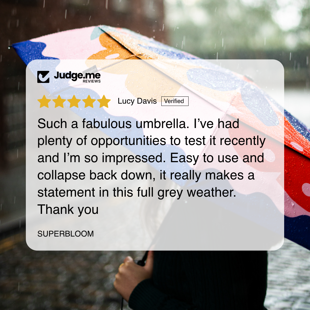 SOAKED Superbloom umbrella — 5-star customer review, sustainable umbrella brand Manchester