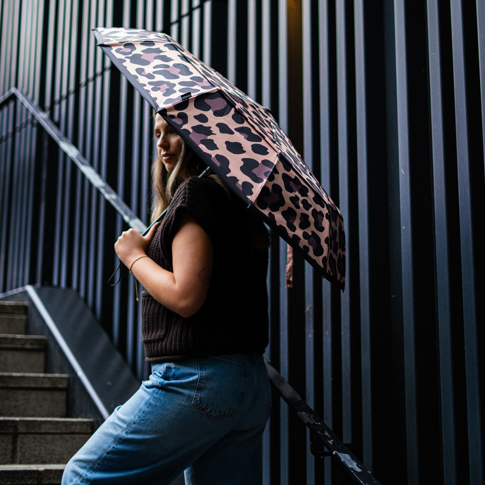 SOAKED Wild Thing umbrella opened to show full coverage and reinforced canopy structure