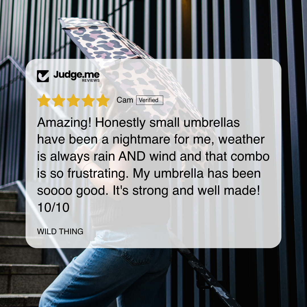 SOAKED Wild Thing umbrella — 5-star customer review, wind-resistant umbrella Manchester