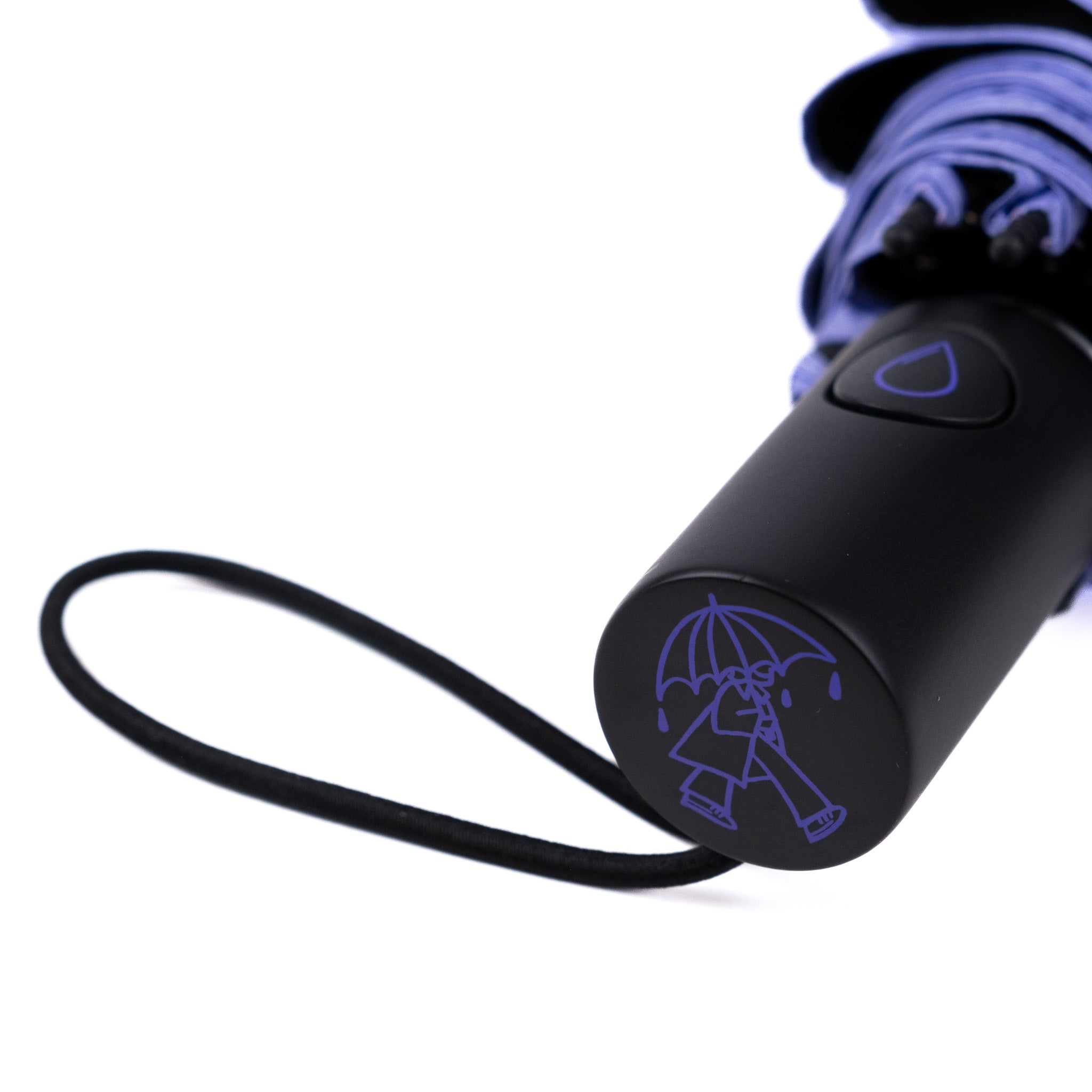 Close-up of the SOAKED Wildflowers umbrella handle — premium grip detail on Manchester's wind-resistant eco umbrella
