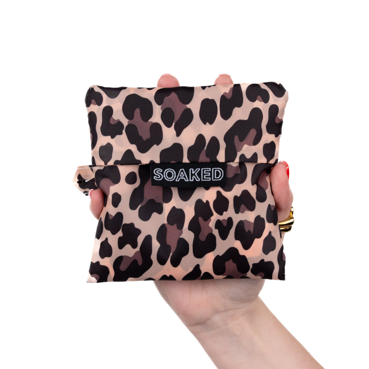 SOAKED Wild Thing leopard print tote bag folded small and compact, made from recycled plastic